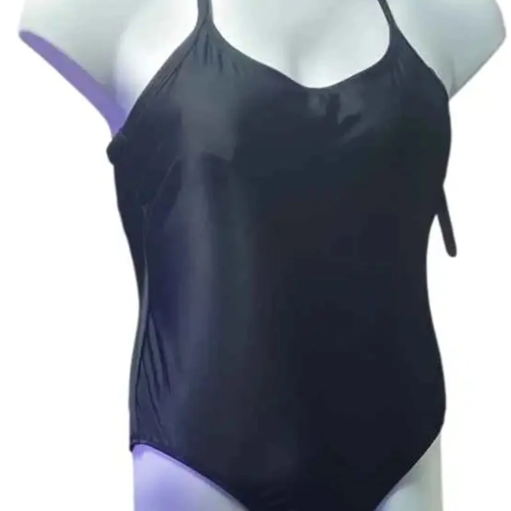 NWT Xersion Black Strappy One Piece Swimwear Scoop Neck